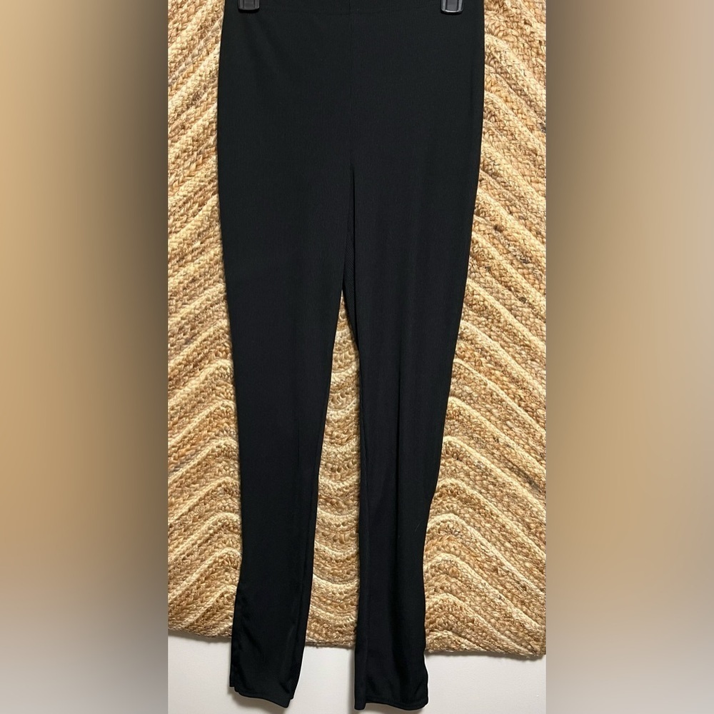 NASTYGAL Collection Women's Black Stretch Leggings with Side Slits, Size US 6
